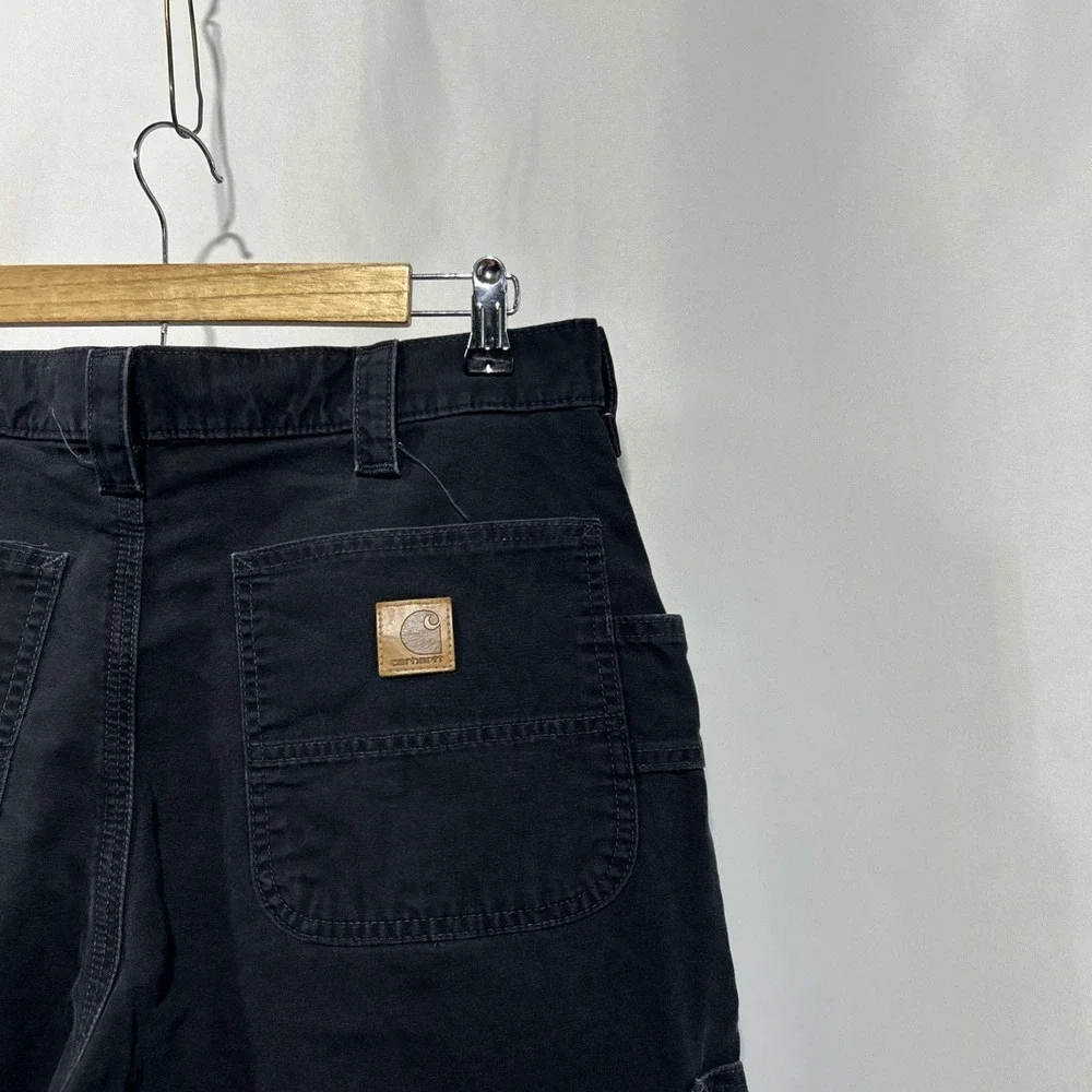 Carhartt B151 BLK Work Pants 34x32 Loose Fit Black Utility Cargo Cotton Mens